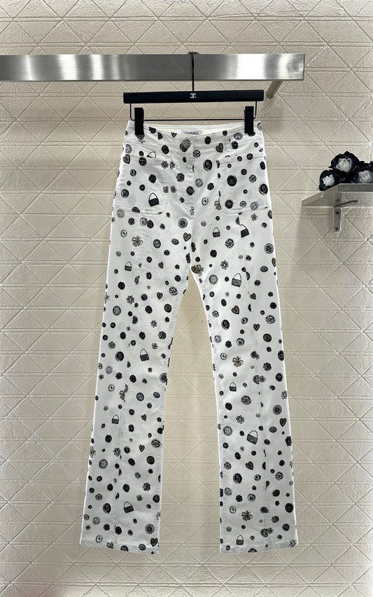 25fw new printed slim-fit trousers
