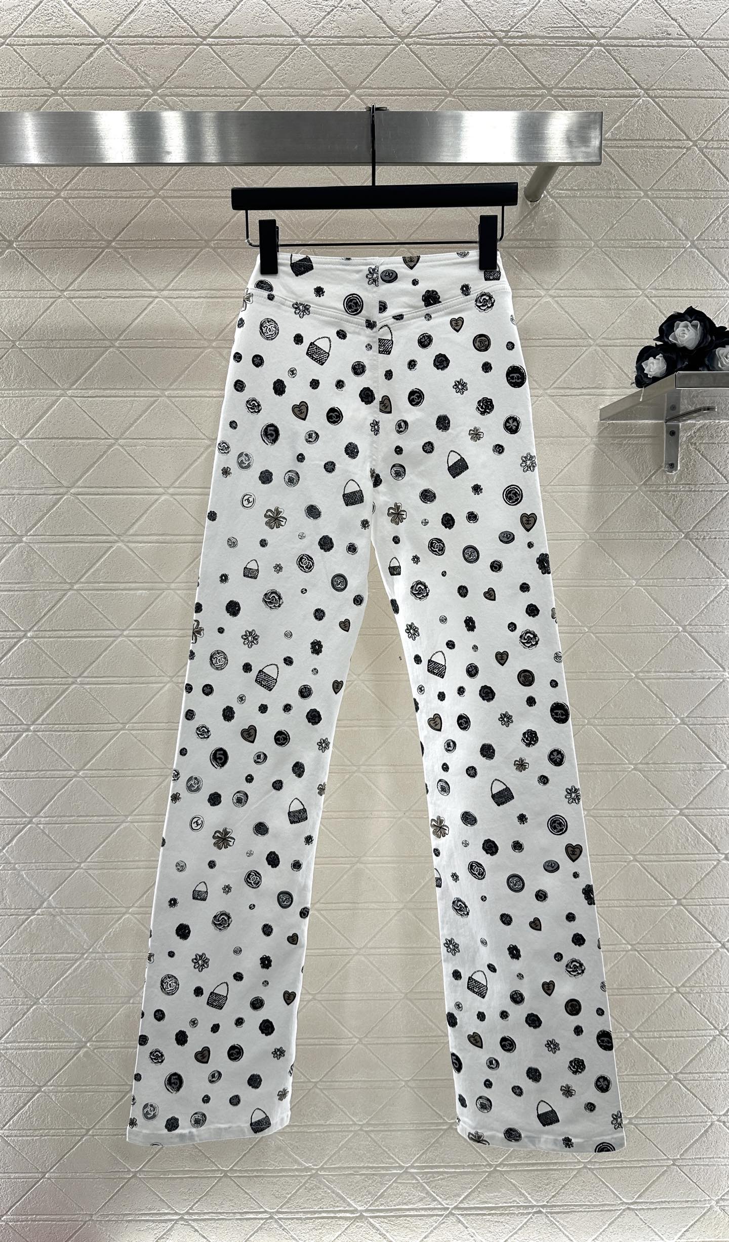 25fw new printed slim-fit trousers
