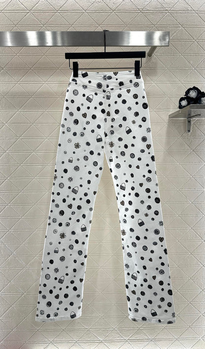25fw new printed slim-fit trousers