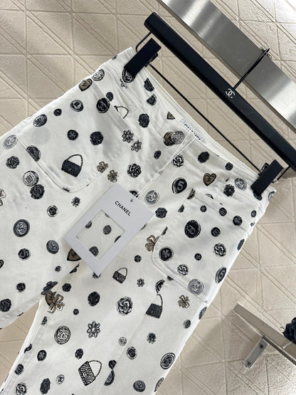 25fw new printed slim-fit trousers