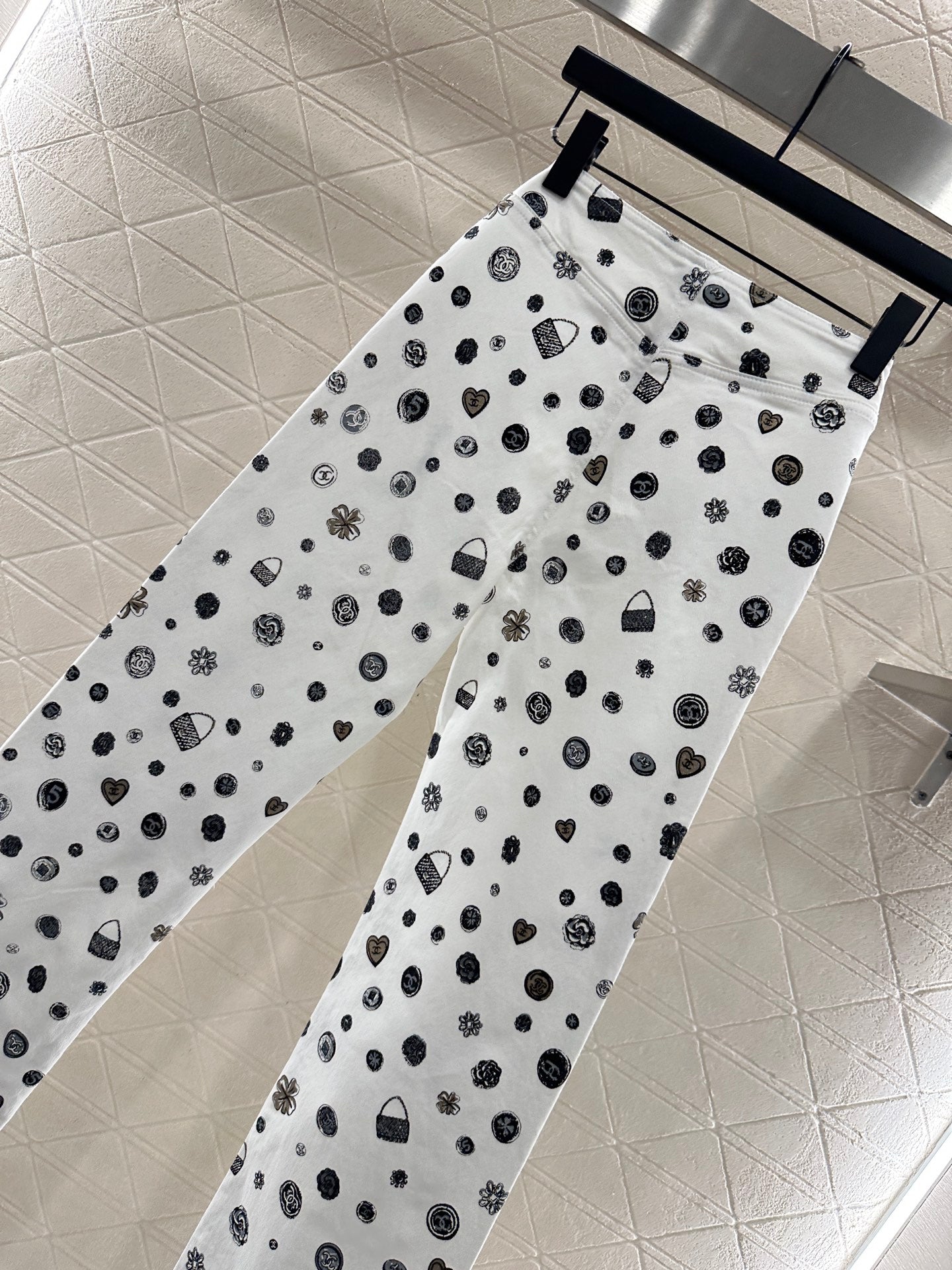 25fw new printed slim-fit trousers