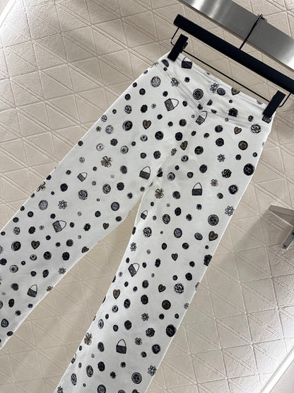 25fw new printed slim-fit trousers