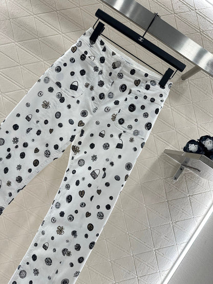 25fw new printed slim-fit trousers