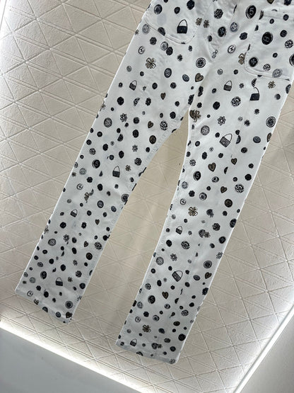 25fw new printed slim-fit trousers