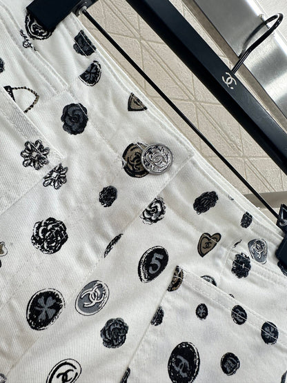 25fw new printed slim-fit trousers