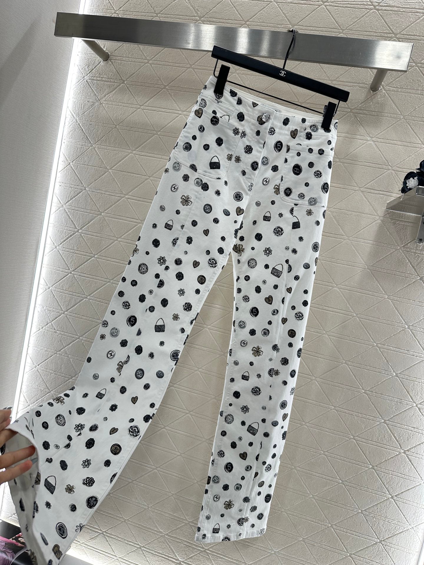 25fw new printed slim-fit trousers