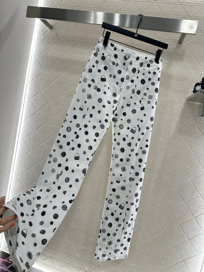 25fw new printed slim-fit trousers