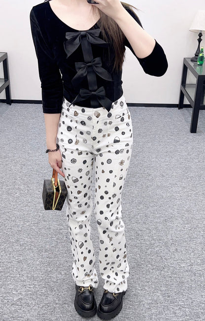 25fw new printed slim-fit trousers