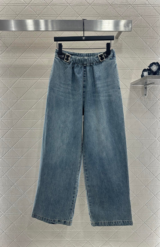 25fw new white pleated denim trousers