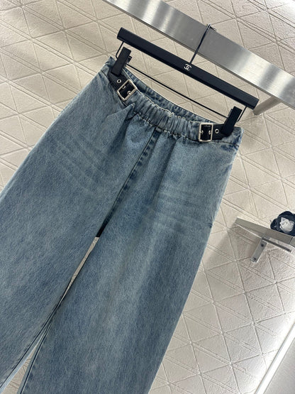 25fw new white pleated denim trousers