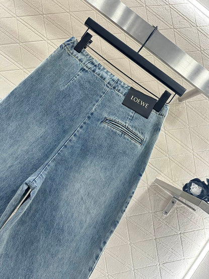 25fw new white pleated denim trousers