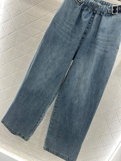 25fw new white pleated denim trousers