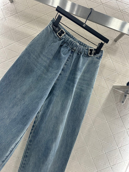 25fw new white pleated denim trousers