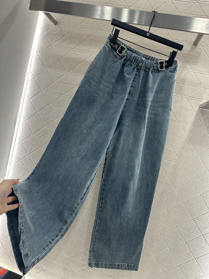 25fw new white pleated denim trousers