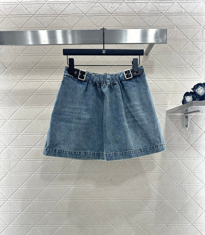 25fw new white pleated denim skirt