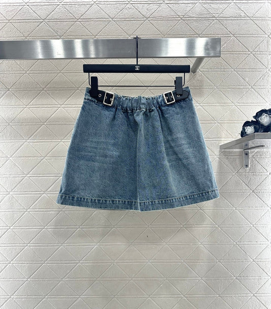 25fw new white pleated denim skirt