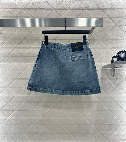 25fw new white pleated denim skirt