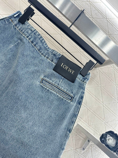 25fw new white pleated denim skirt