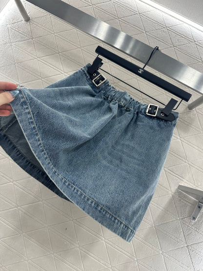 25fw new white pleated denim skirt