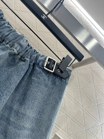 25fw new white pleated denim skirt