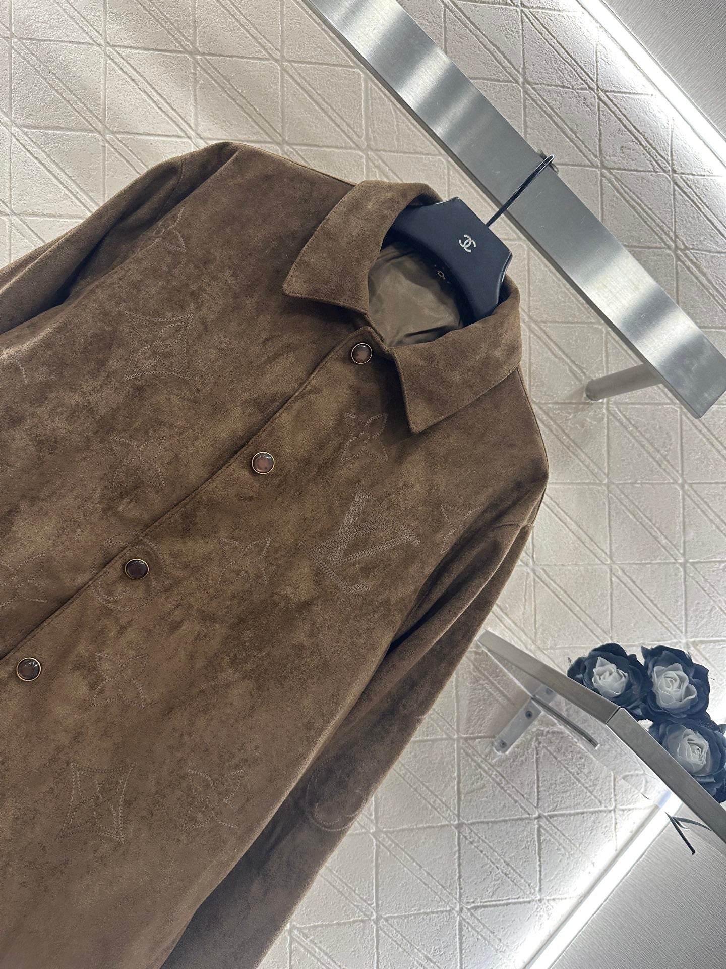 25fw new embroidered suede shirt jacket