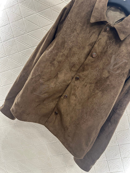 25fw new embroidered suede shirt jacket