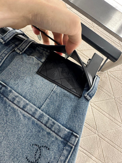 25fw new belt bleached pleated denim trousers