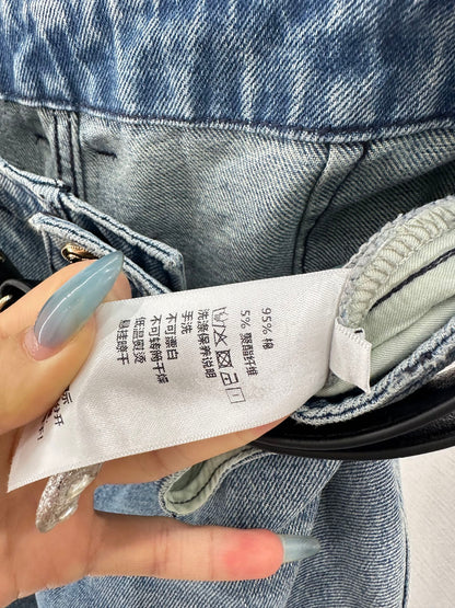 25fw new belt bleached pleated denim trousers