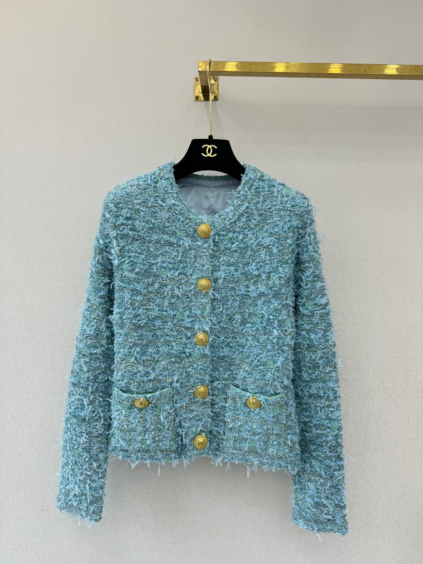 25fw new woven tweed round neck jacket