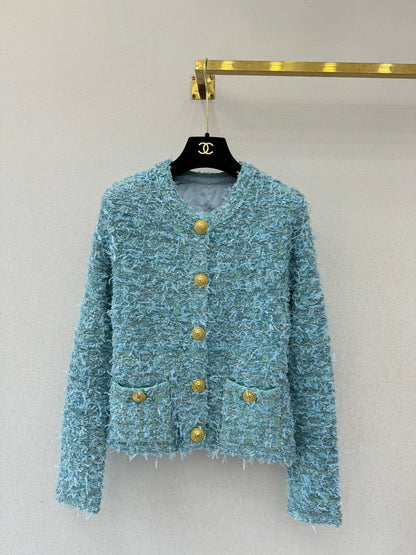 25fw new woven tweed round neck jacket
