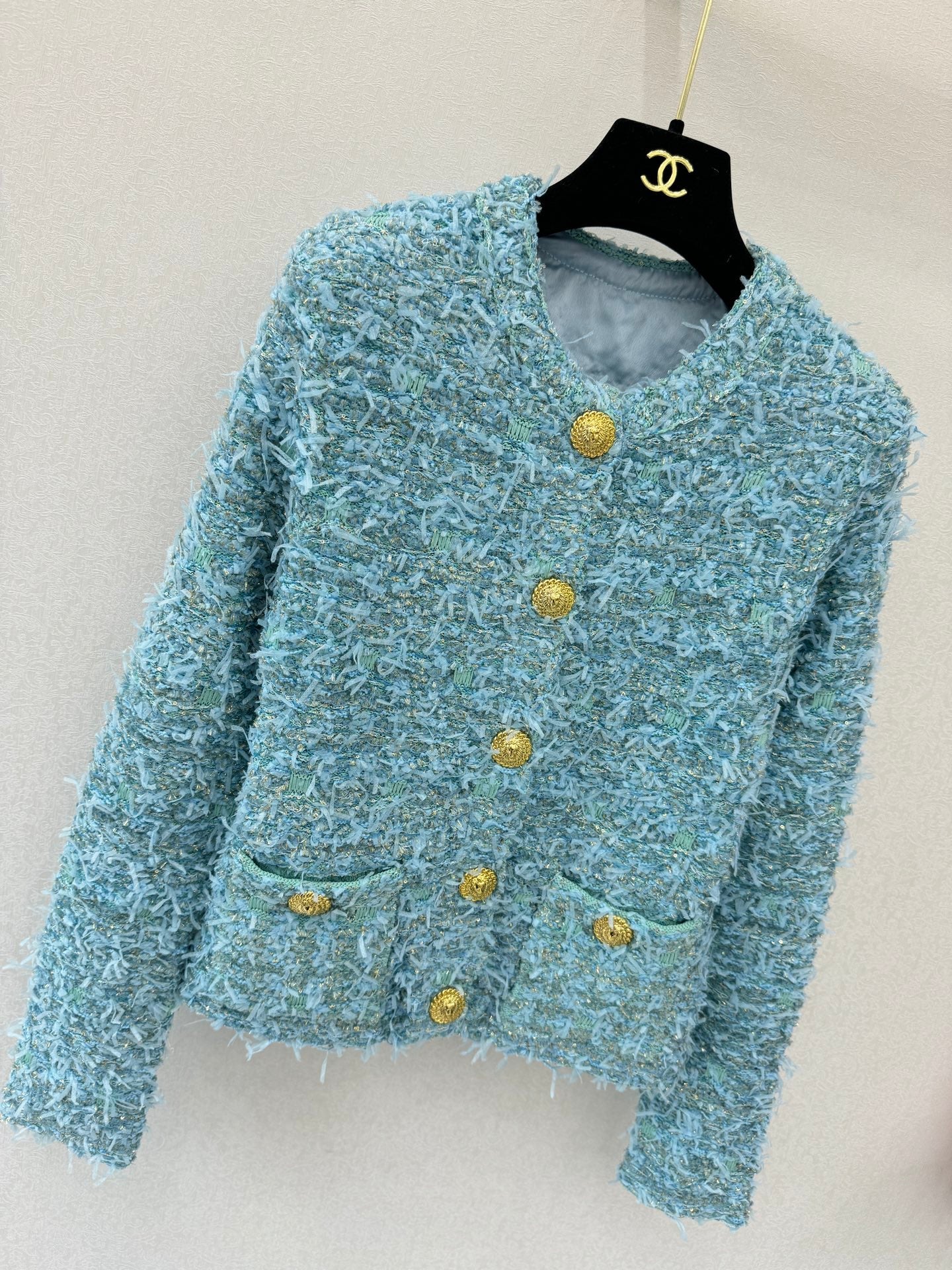 25fw new woven tweed round neck jacket