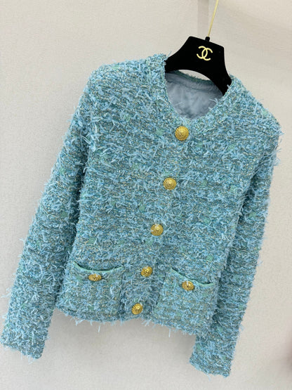 25fw new woven tweed round neck jacket