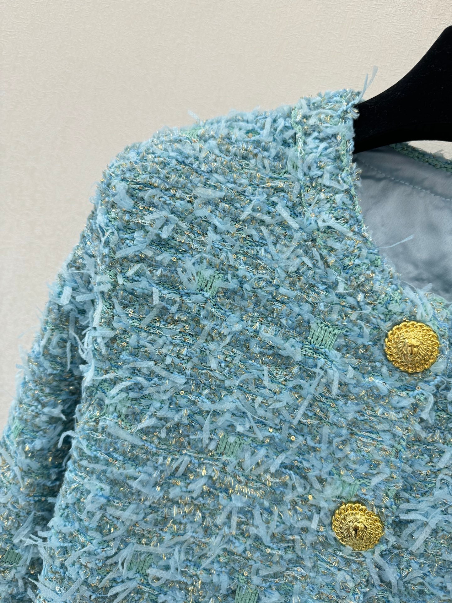 25fw new woven tweed round neck jacket