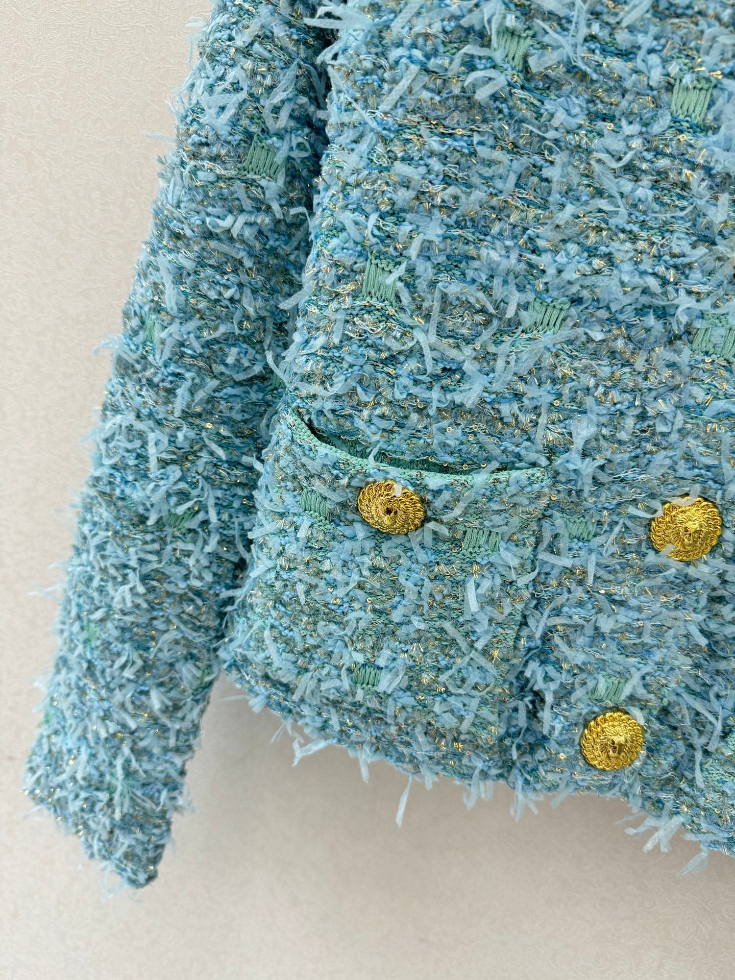 25fw new woven tweed round neck jacket