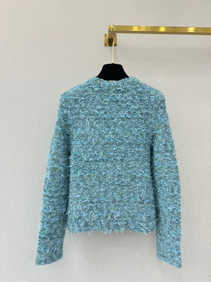 25fw new woven tweed round neck jacket