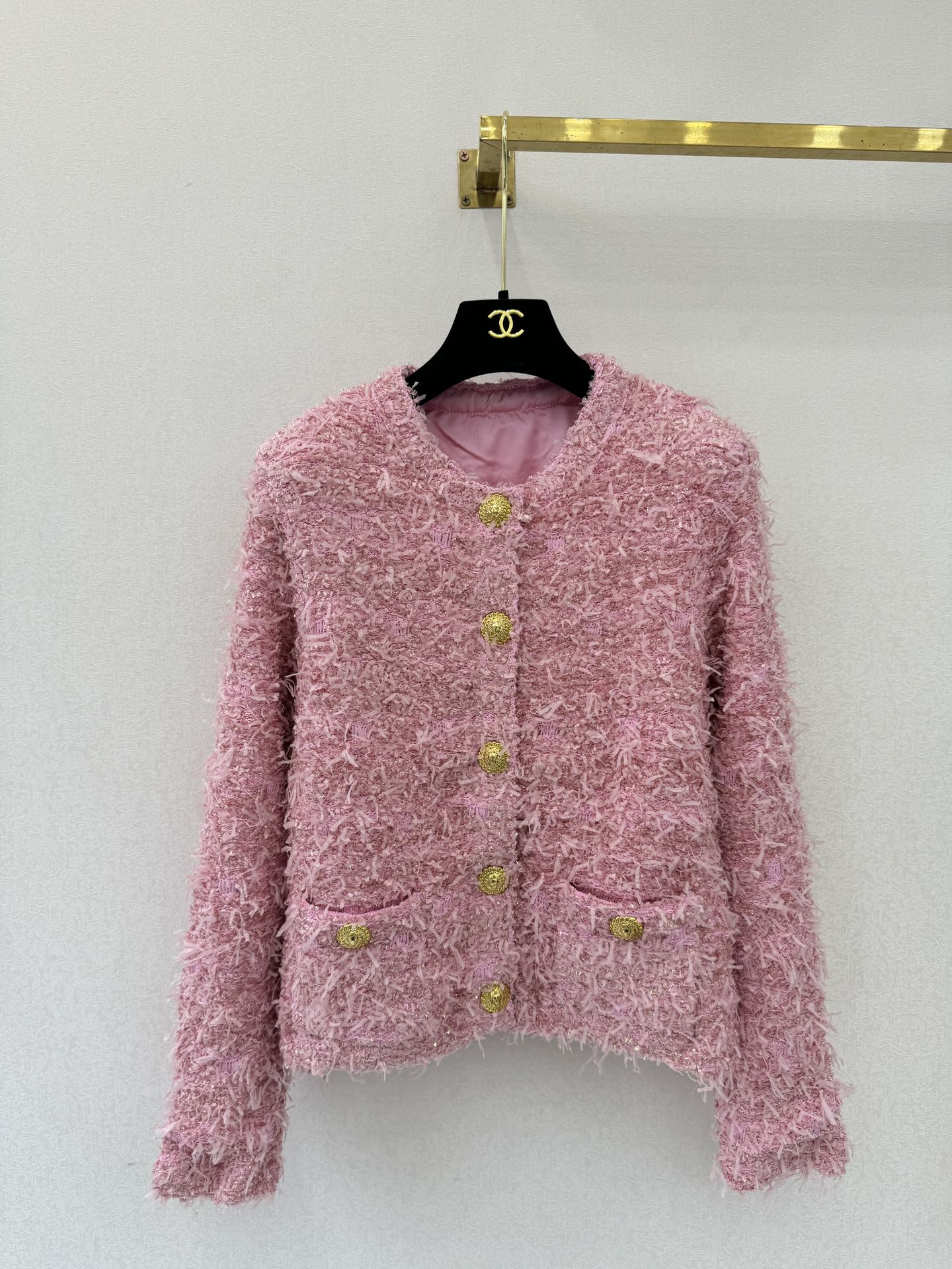 25fw new woven tweed round neck jacket