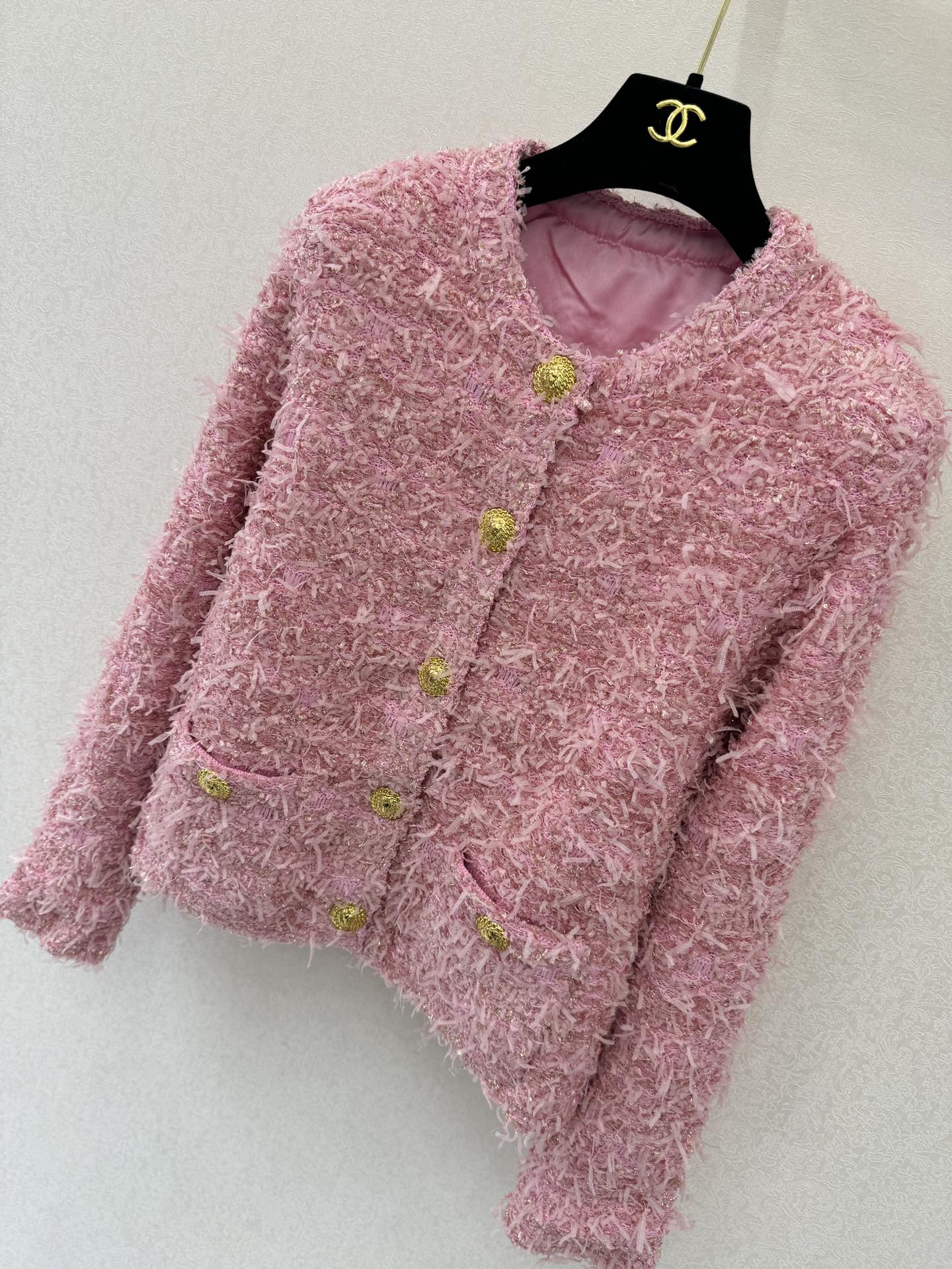 25fw new woven tweed round neck jacket