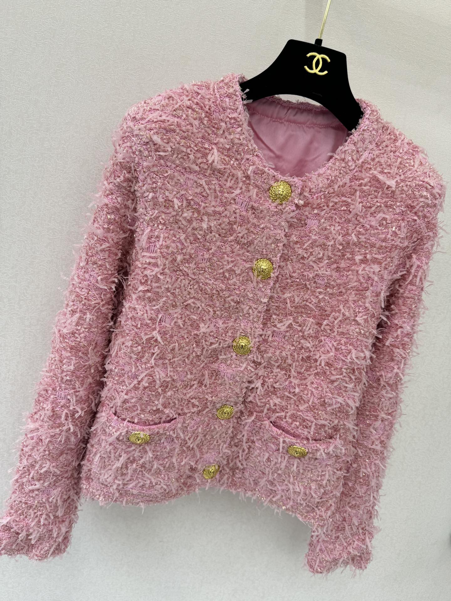 25fw new woven tweed round neck jacket