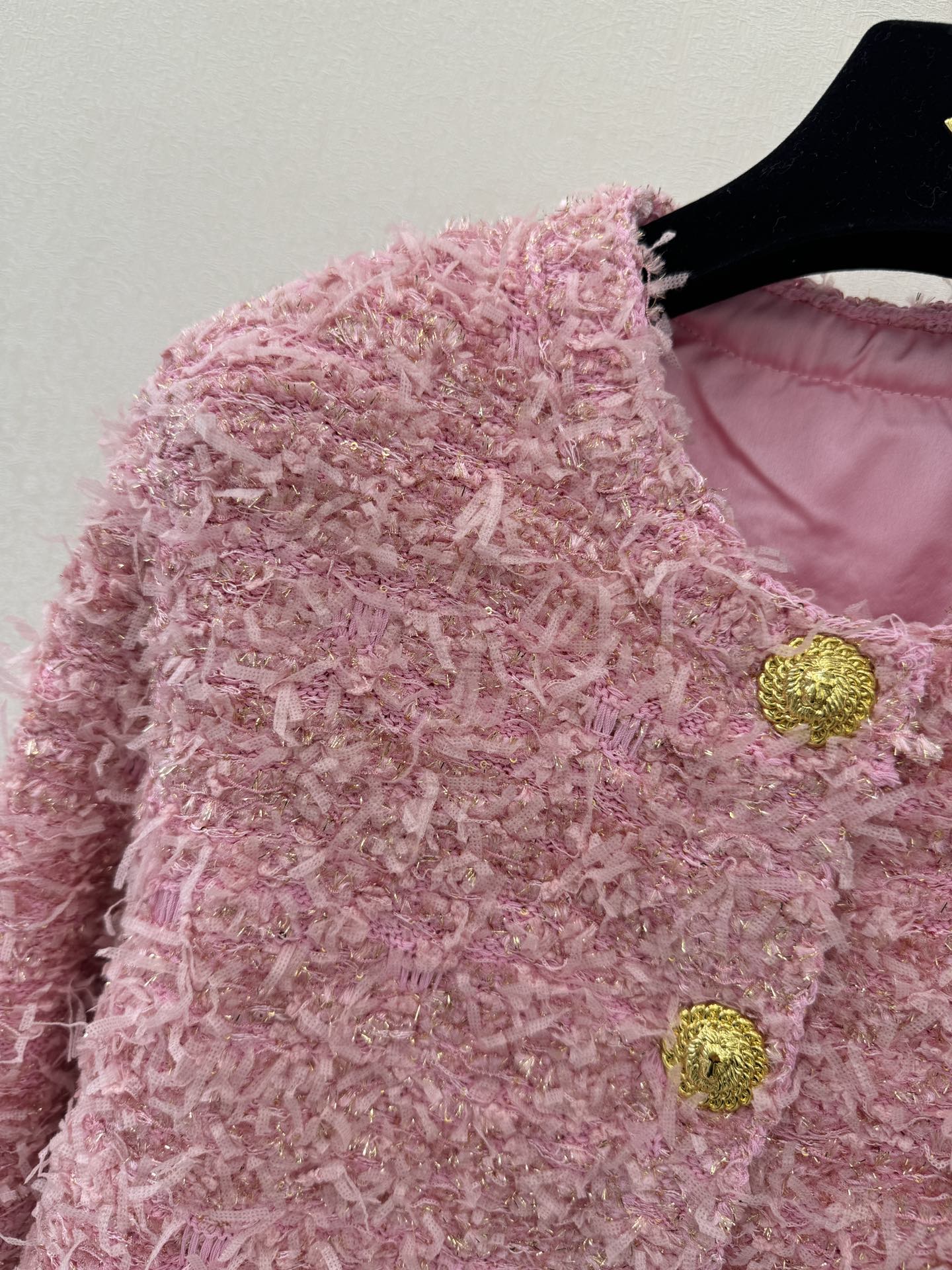 25fw new woven tweed round neck jacket