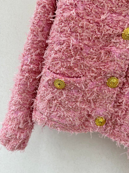 25fw new woven tweed round neck jacket