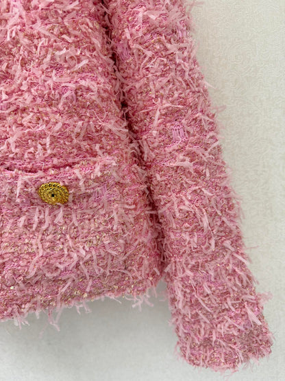 25fw new woven tweed round neck jacket