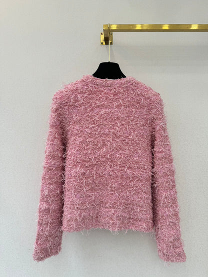 25fw new woven tweed round neck jacket