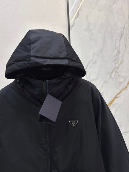 25fw new buckle belt hooded down jacket