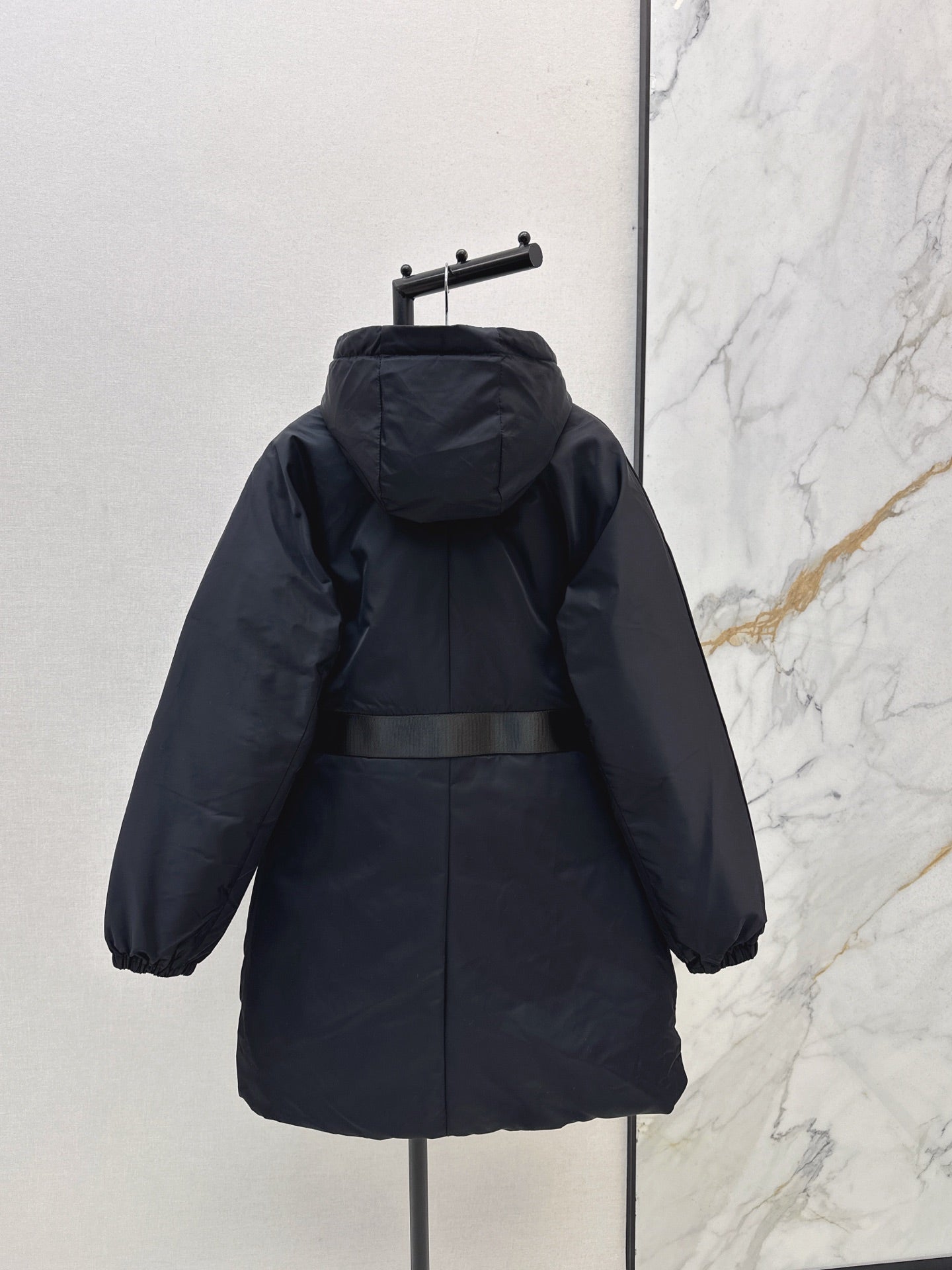 25fw new buckle belt hooded down jacket