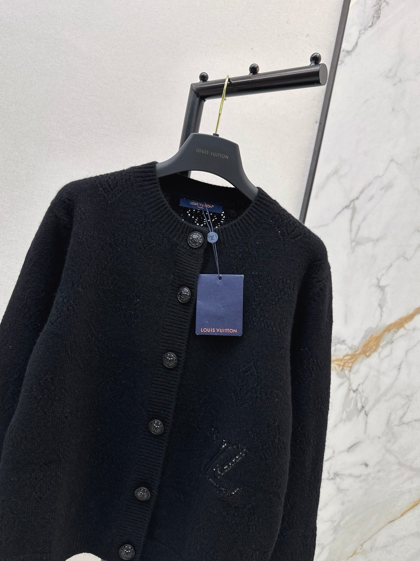 25fw new classic monogram hollow cardigan