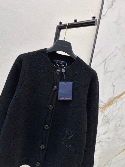 25fw new classic monogram hollow cardigan