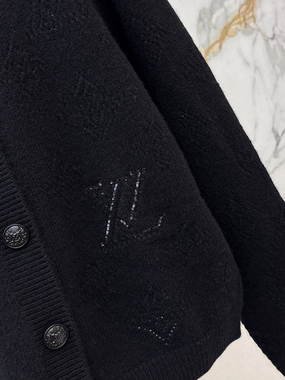 25fw new classic monogram hollow cardigan