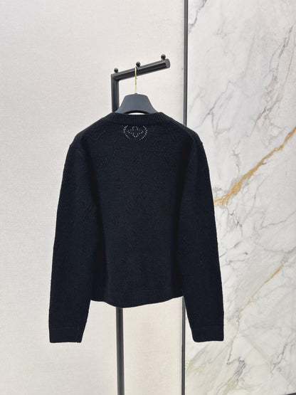 25fw new classic monogram hollow cardigan