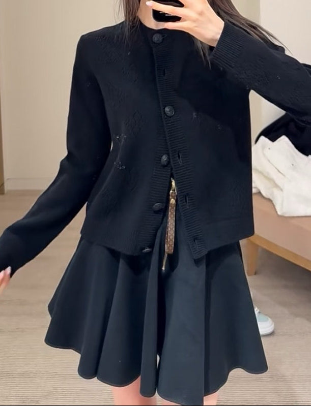 25fw new classic monogram hollow cardigan