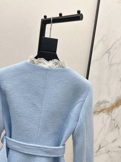 25fw new splicing lace V-neck jacket